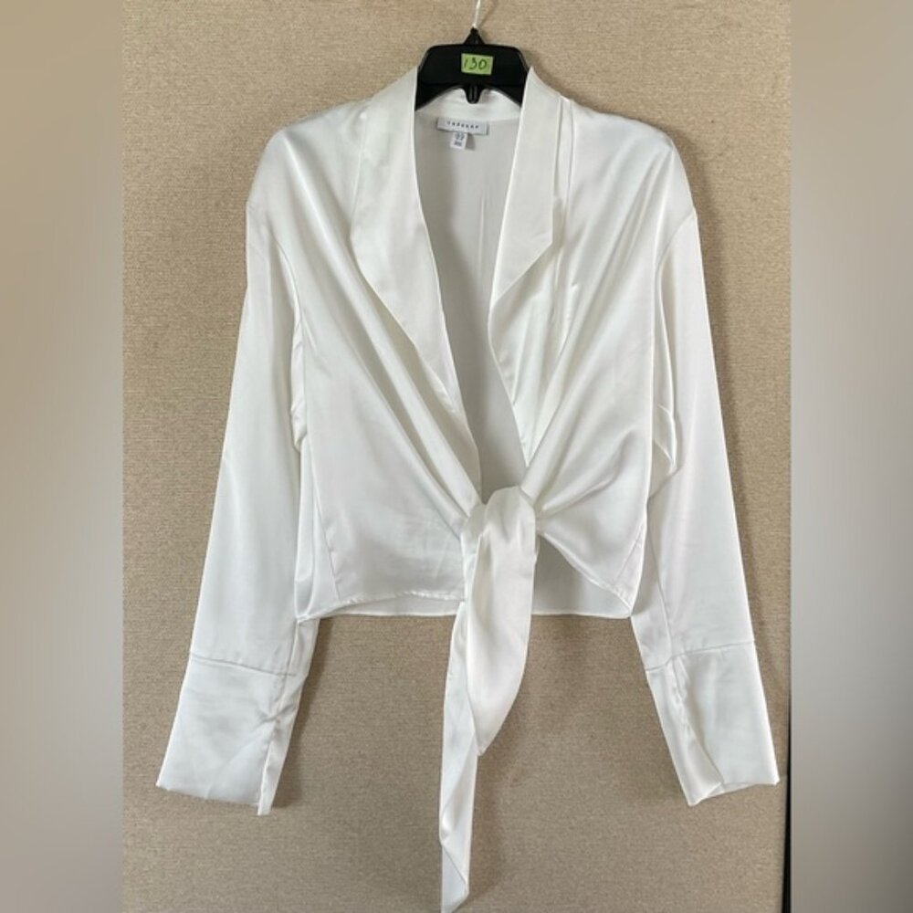 🌾NWOT TOPSHOP satin tie front shirt in white